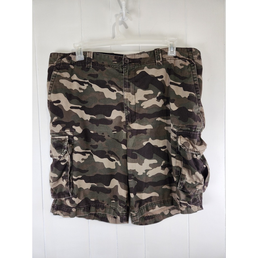 True Nation Mens 42 Camo Cargo Shorts Relaxed Fit Woodland Camouflage Cotton